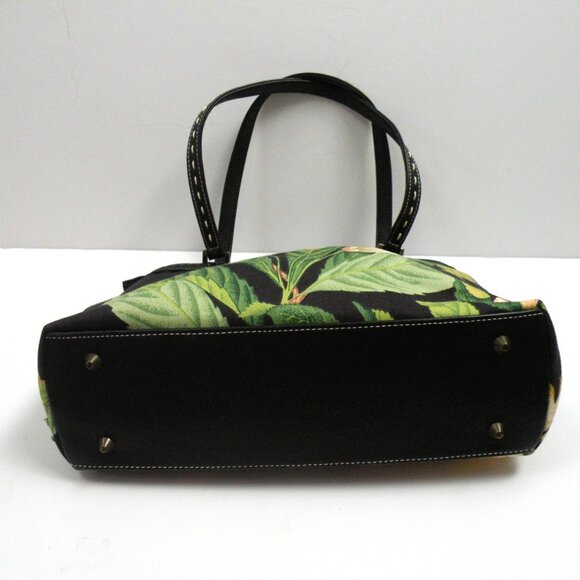 Vintage Isabella Fiore Cherry and Floral Beaded Topstitched Black Leather Bag - Picture 4 of 7